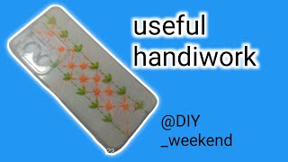 simple embroidery cellphone casing  easy and funny stitching  handiworkDIYweekend [upl. by Aidan]