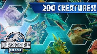 ALL 200 MAX LEVEL 40 CREATURES JURASSIC WORLD [upl. by Ennaej897]