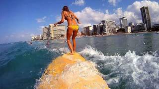 GoPro and Daize Girl surf Waikiki Hawaii [upl. by Meilen]