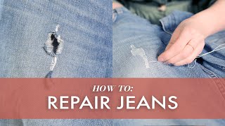 How To Repair Ripped Jeans 3 Ways [upl. by Nesrac]