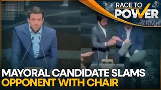 Brazilian Mayoral Candidate Hits Opponent with Chair During Live Debate  Race To Power  WION [upl. by Pierette6]