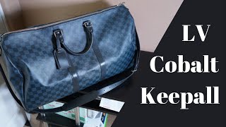 Louis Vuitton Damier Cobalt Keepall Bandouliere 55 Review amp Try On [upl. by Asiral]