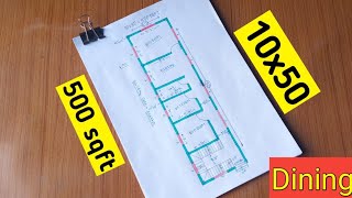 10x50 house design ll 2 bhk home plan ll 500 sqft ghar ka design ll Dining house plan [upl. by Dlorad]