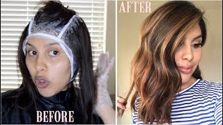 DIY HIGHLIGHTS USING CAP Revlon Frost amp Glow Highlighting Kit [upl. by Silden348]