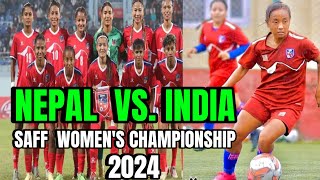 SAFF Women’s Championship  Nepal 🇳🇵 Vs India 🇮🇳 Semi Final 11 ⚽️⚽️ Goals 2024  Rangasal Nepal [upl. by Paquito890]