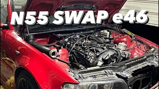 E46  N55 swap overview BMW ALL FACTORY PARTS Install only PART1 [upl. by Nohtanoj]