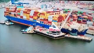 Drone views of MV Dali in Baltimore by Minorcan Mulletand drone over the waterMy review [upl. by Dorotea627]