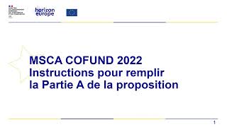 Comment remplir la partie A des propositions COFUND MSCA du programme Horizon Europe [upl. by Hploda]