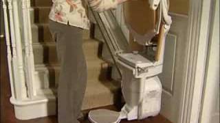 Stannah Stairlift Video  Sofia Stairlift  No need to bend down to fold away chair [upl. by Anaila379]