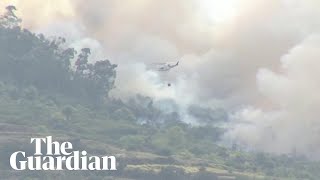 Waterdropping helicopters deployed on Tenerife as wildfire rages [upl. by Corder]