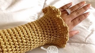 How To Crochet Glamas Ruffly Wrist WarmersCoat Cuffs [upl. by Harold992]