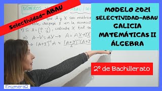 EXAMEN RESUELTO SELECTIVIDADABAU GALICIA MODELO 2021 MATEMÁTICAS II Parte de ÁLGEBRA [upl. by Kessiah446]