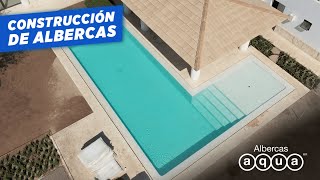 Construcción de piscina con ACABADOS CLAROS  Albercas Aqua [upl. by Aralomo]