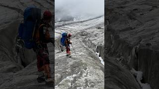 Crevasse all around  On Dhaulagiri MrSherpa8611 mountains sherpa 8000films [upl. by Fadil]