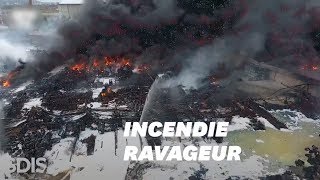 Lincendie de lusine Lubrizol à Rouen vu du ciel grâce à un drone [upl. by Malha]