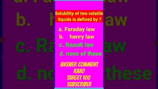 Raoult law class 12 chemistry  solutions  Raoult  quiz on Raoult law neet jee cuet boardexam [upl. by Aynwad395]