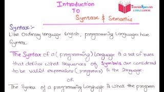 23 Difference Between Syntax And Semantics In Programming Languages  Syntax And Semantics [upl. by Younger]