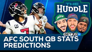 AFC South QB Stats Predictions  The Huddle Ep 91 [upl. by Enyrehtak651]