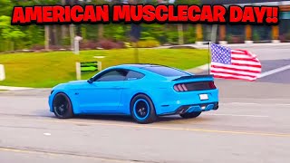 Cars Cruising into American Muscle Car Day at Cars amp Coffee Morrisville NC July 2023 [upl. by Oalsinatse]