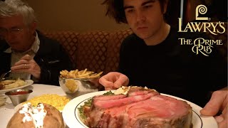 BIRTHDAY MUKBANG Lawry’s Prime Rib Dinner Feast  Costco Cake [upl. by Eidarb]