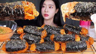 ASMR MUKBANG  불닭김말이 치즈불닭김말이 쌓아놓고 먹기 케이준 소스 ★ 먹방 CRISPY AND SPICY FRIED SEAWEED ROLLS 🔥 CAJUN SAUCE [upl. by Bevin992]