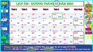 Lịch âm tháng 2 năm 2024 Lịch âm hôm nay Lịch vạn niên 2024 Ngày tốt xấu tháng 22024 [upl. by Annahsohs]