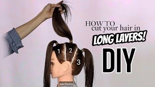 LONG LAYERED HAIRCUTDIYpotong rambut layer [upl. by Marmion]