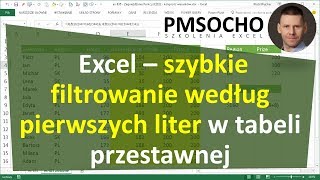 Excel  Szybkie filtrowanie według pierwszych liter w tabeli przestawnej odc845 [upl. by Gaulin]