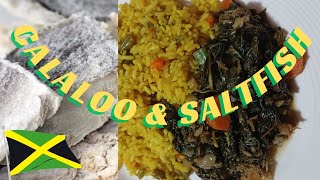 Mouthwatering Jamaican Calaloo amp Saltfish Recipe  Veggie Rice howtocook cookwithme [upl. by Vasyuta]