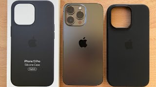 iPhone 13 Pro Silicone Case Unboxing  Midnight Color Black [upl. by Nodab]