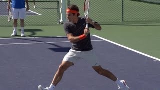 Roger Federer in Super Slow Motion  Forehand Backhand Serve  Indian Wells 2013 [upl. by Bluhm856]