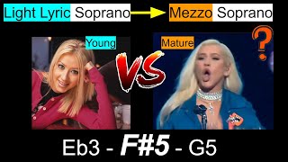 Vocal Battle Christina Aguilera  Light Lyric Soprano VS Mezzo Soprano Eb3F5G5 [upl. by Arihppas]