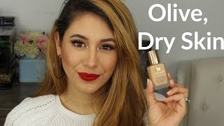 Estee Lauder Double Wear Foundation 1st impression Olive Dry Skin [upl. by Buine202]