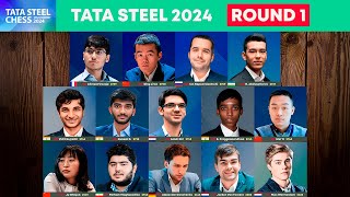 🔴 Round 1  Tata Steel Chess 2024  Ding Nepom Firouzja Giri Pragg Gukesh Abdusattorov Wei Yi [upl. by Okomot]