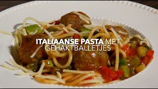 Italiaanse pasta met gehaktballetjes [upl. by Airamesor]