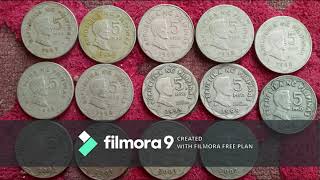 PHILIPPINES 5PISO COINS  CUD ERROR 1997 1998 1999 2001 [upl. by Nylegna]