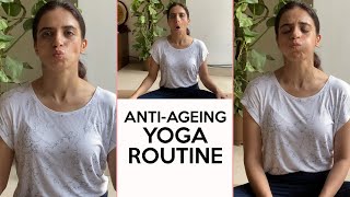 Yoga for Younger Looking Skin  3 Simple Asanas for Skin tightening  Yoga With Mansi  Fit Tak [upl. by Aidne]