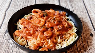 Spaghete cu fructe de mare in sos de rosii Rețeta simpla si delicioasa ❤️ [upl. by Madi]