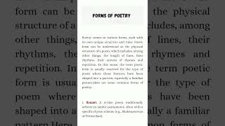 Forms of Poetry B A English LiteratureShort notesyoutubeshorts shorts [upl. by Guido896]