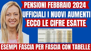 PENSIONI IMPORTI ESATTI FASCIA PER FASCIA 👉🏼 TABELLE con ESEMPI AUMENTI RIVALUTAZIONE 2024 ‼️ [upl. by Dagnah287]