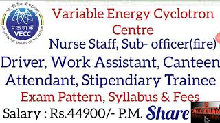 Nurse staffSub OfficerWork AssistantCanteen AttendantDriver ampStipendiary Trainee Vacancy in VECC [upl. by Enneles371]