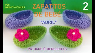 Zapatitos Bebé Crochet quotAbrilquot 2 Merceditas por Maricita [upl. by Namhar522]