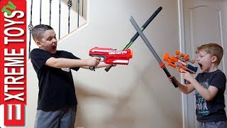 Ethan Vs Cole Nerf Blasters and Nerf Sword Attack [upl. by Ellerret]