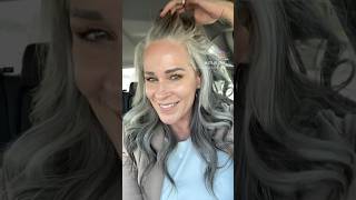 Embracing gray hair greyhair grayhair hair haircare k18 silverfoxes genx over50makeup [upl. by Yhtommit]