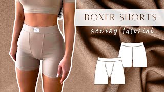 DIY Boxer shorts  DIY Gym wear shorts  Sewing tutorial how to make Boxer shorts  fitness wear [upl. by Ecylahs]