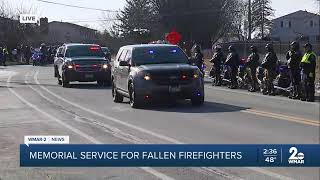 Procession to Dulaney Valley underway for firefighters Paul Butrim Kelsey Sadler and Kenneth Lacayo [upl. by Azar]