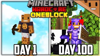 I Survived 100 Days on ONE BLOCK in Hardcore Minecraft Heres What Happened [upl. by Itagaki]