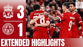 EXTENDED HIGHLIGHTS Gakpo Szoboszlai amp Jota goals in Carabao Cup  Liverpool 31 Leicester [upl. by Dodi]