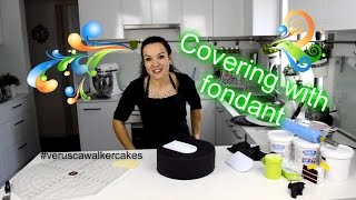 HOW TO COVER CHOCOLATE MUD CAKE WITH FONDANT  BY VERUSCA WALKER [upl. by Anehta690]