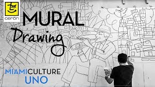 Sketching a Mural time lapse Art  Mural Painting [upl. by Yenar]